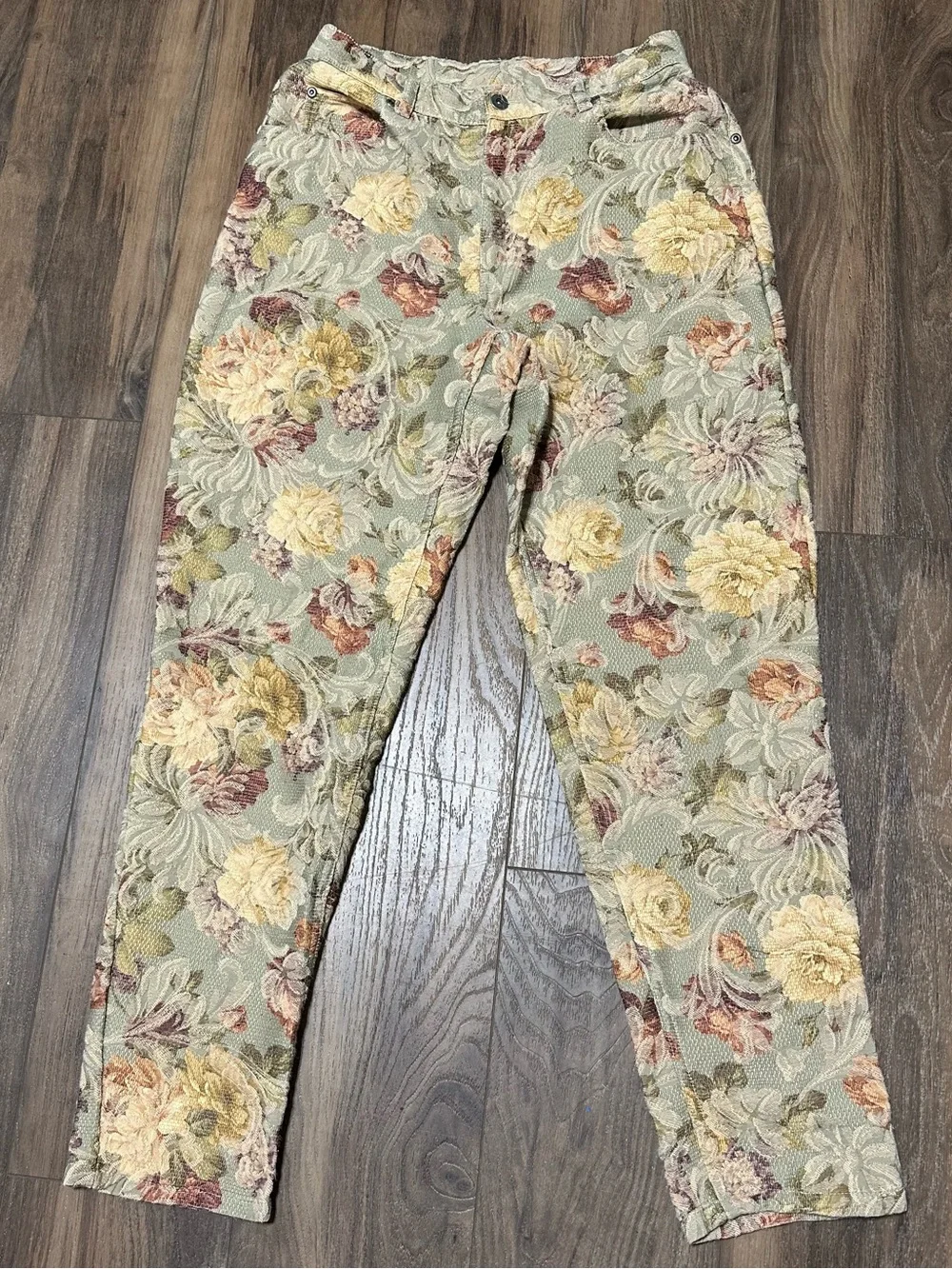 Vintage Liz Claiborne Womens Floral Tapestry High Rise Jeans 90s Size 10 Grandma